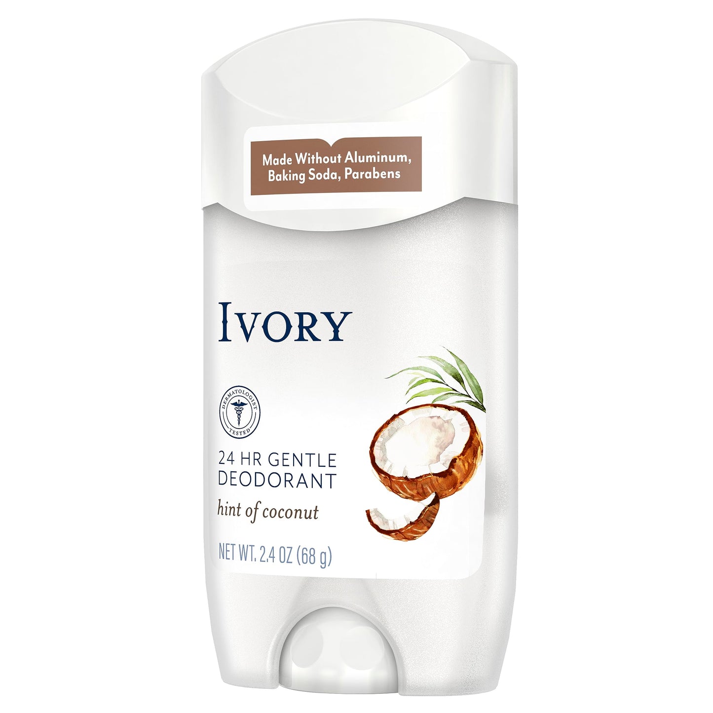 Ivory Deodorant, Hint of Aloe, Made without Aluminum and Baking Soda, 2.4 oz, Pack of 4