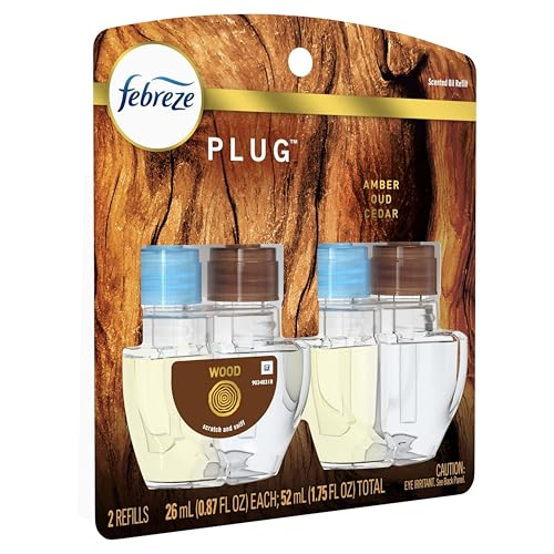 Febreze Plug In Scented Oil Refills Wood Scent Odor-Eliminating Plug Air Freshener 2 Refill