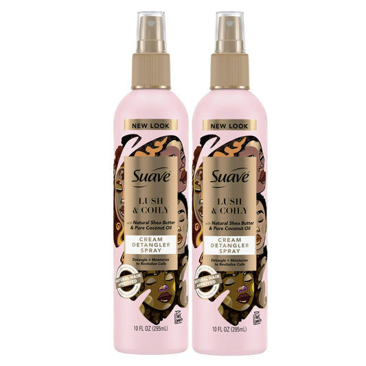 Suave Lush & Coily Cream Detangler Spray Shea Butter & Pure Coconut Oil 10oz (Pack Of 2)