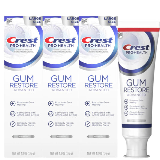 Crest Pro-Health Advanced Gum Restore Toothpaste, Whitening, 4.8 Oz Larger Size (Pack of 3)