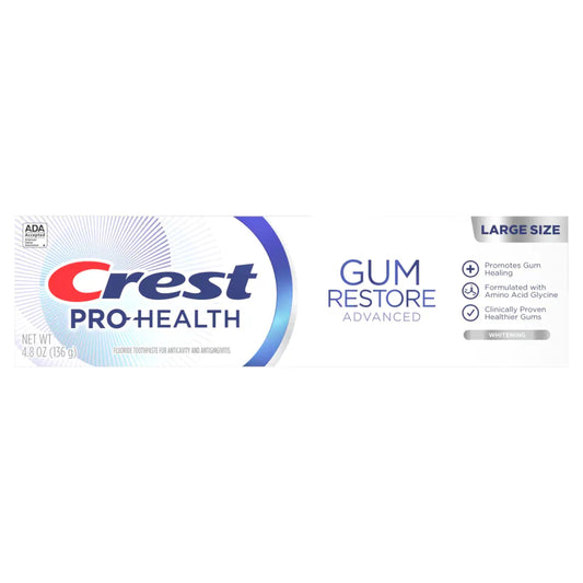 Crest Pro-Health Advanced Gum Restore Toothpaste, Whitening, 4.8 Oz Larger Size (Pack of 3)